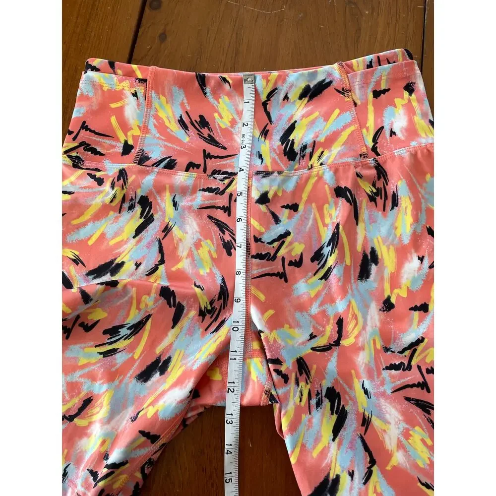 NWT Nanette Lepore Play Medium Womens Compression Shorts Peach Yellow Blue Black - Picture 8 of 9